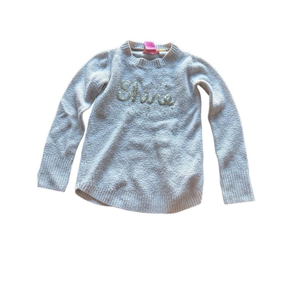 Isaac Mizrahi ‘shine’ pullover sweater girls sz 5/6 gold holiday thumb holes